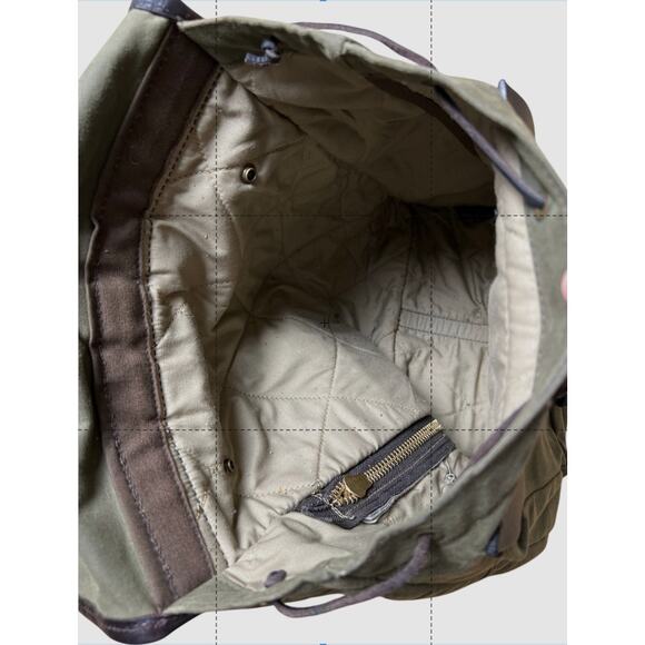 Filson Tin Cloth RARE Backpack Green Rucksack Leather Made in USA Discontinued - Picture 5 of 9